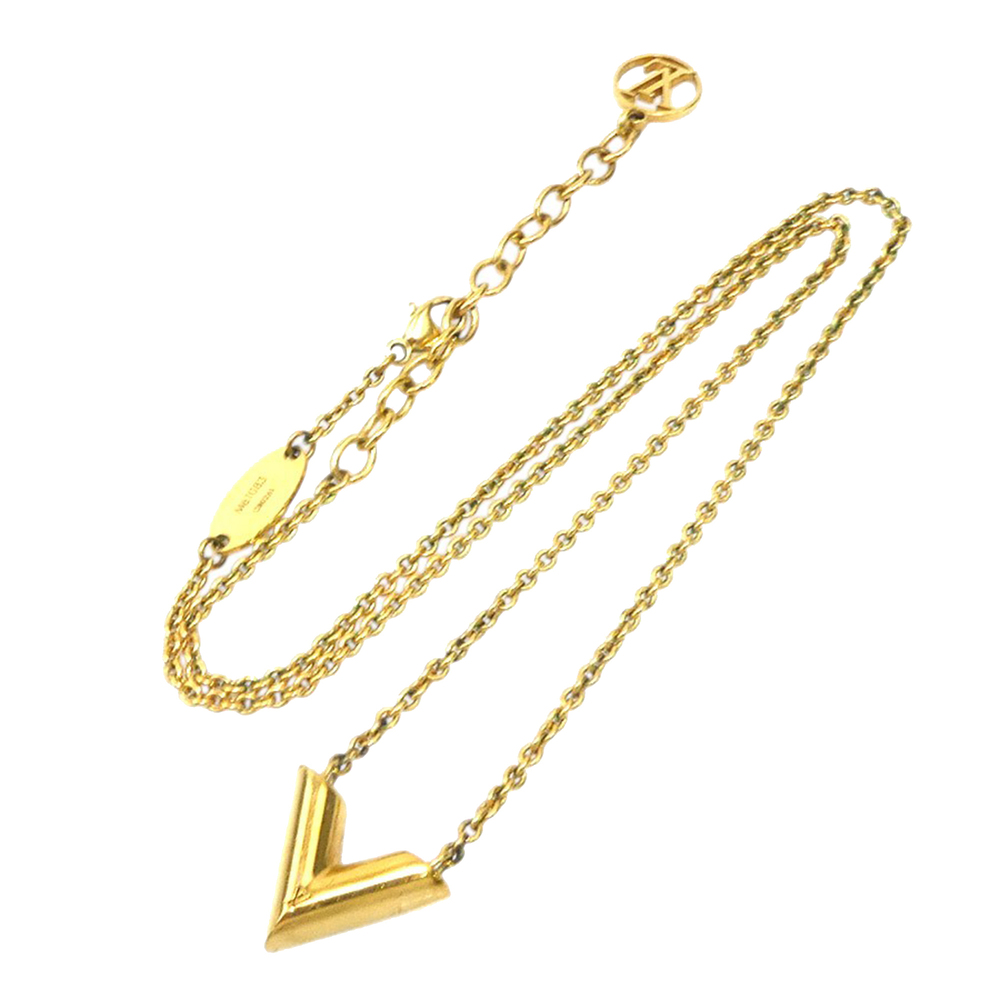 Pre-Loved Louis Vuitton Gold Plated Essential V Necklace